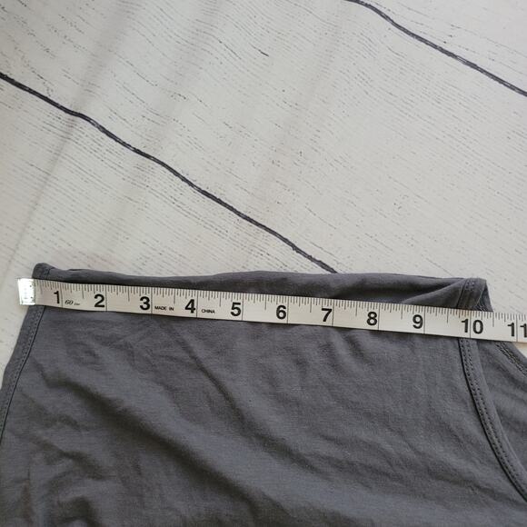 Peruvian Connection Size L Draped Gathered Asymmetrical Top Pima Cotton Gray - Picture 7 of 8